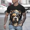 Men's Unique 3D Animal Cartoon T-shirt Interesting Pattern Crew Neck Short Sleeve Breathable Street Style Casual Top