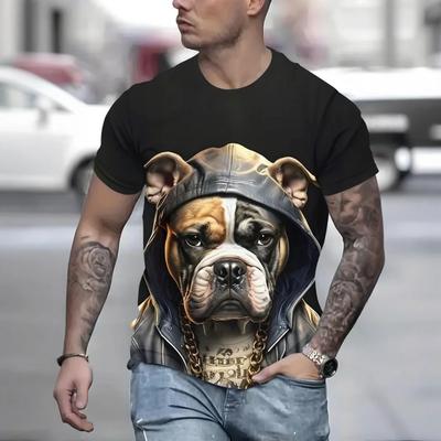 Pánské Unikátní 3D Zvířecí Kreslené Tričko Zajímavý Vzor Kulatý Výstřih Krátký Rukáv Prodyšné Street Style Ležérní Vrchní Díl