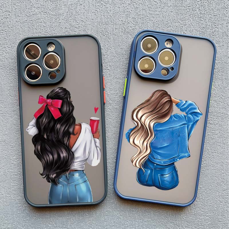Young Girl Pattern Phone Case for iPhone 11 12 13 Pro Max Mini 14 15 Plus Pro Max 7 8 Plus SE 2020 X XR XS Shockproof Back Cover