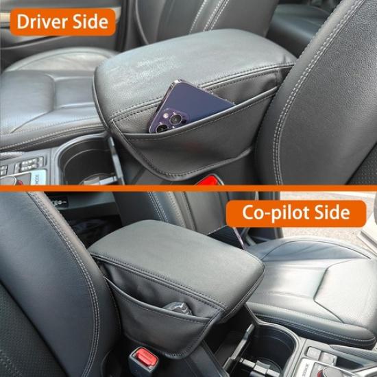 Upgraded Car Center Console Cover, Leather Car Armrest Cover Cushion with 2