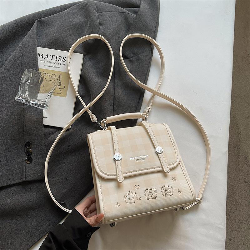 Schoolbag simple foreign style plaid backpack 1011 new fashion trend niche design backpack casual commuter bag