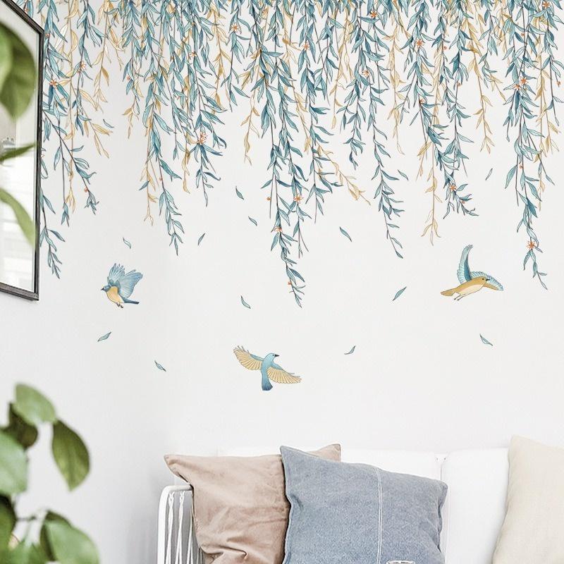 Weeping Willow Swallow Removable Wall Stickers Self-adhesive Decals Living Room Decor Art for Nursery Kids Bedroom Posters Mural