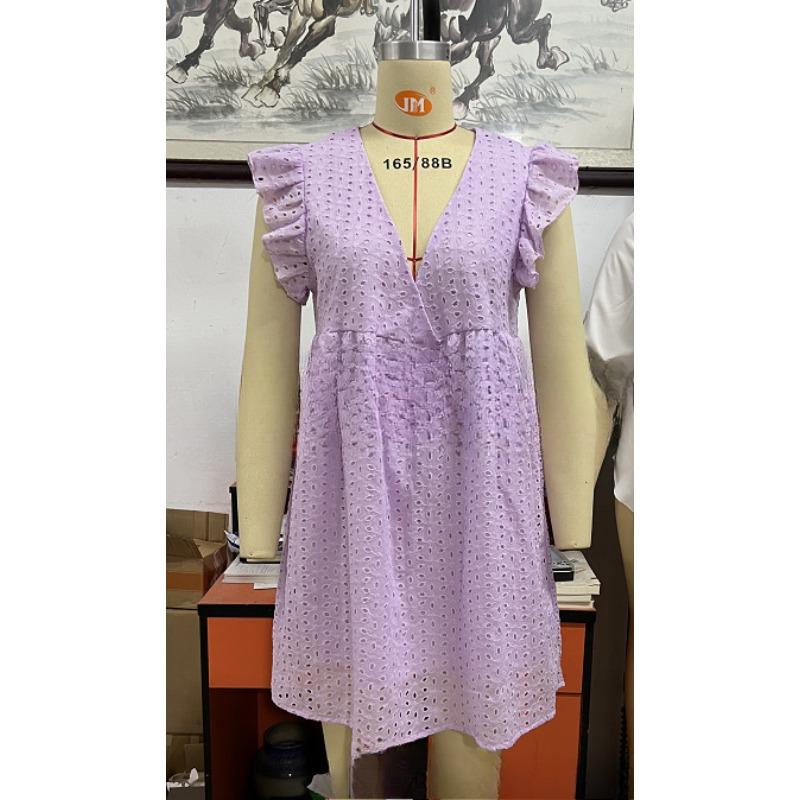 YYFS Women's Fashion Summer Spring Solid Color Print Sleeveless V-Neck High Waist Casual Dresses