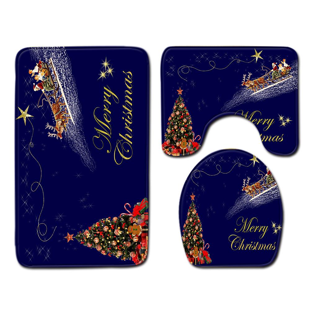 Christmas Bathroom Floor Mat Toilet Three-Piece Set
