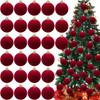 6 Stück 4/5/6/8CM Beflockte Weihnachtskugeln Weihnachtsdekorationen Hängende Kugeln Weihnachtsbaumschmuck