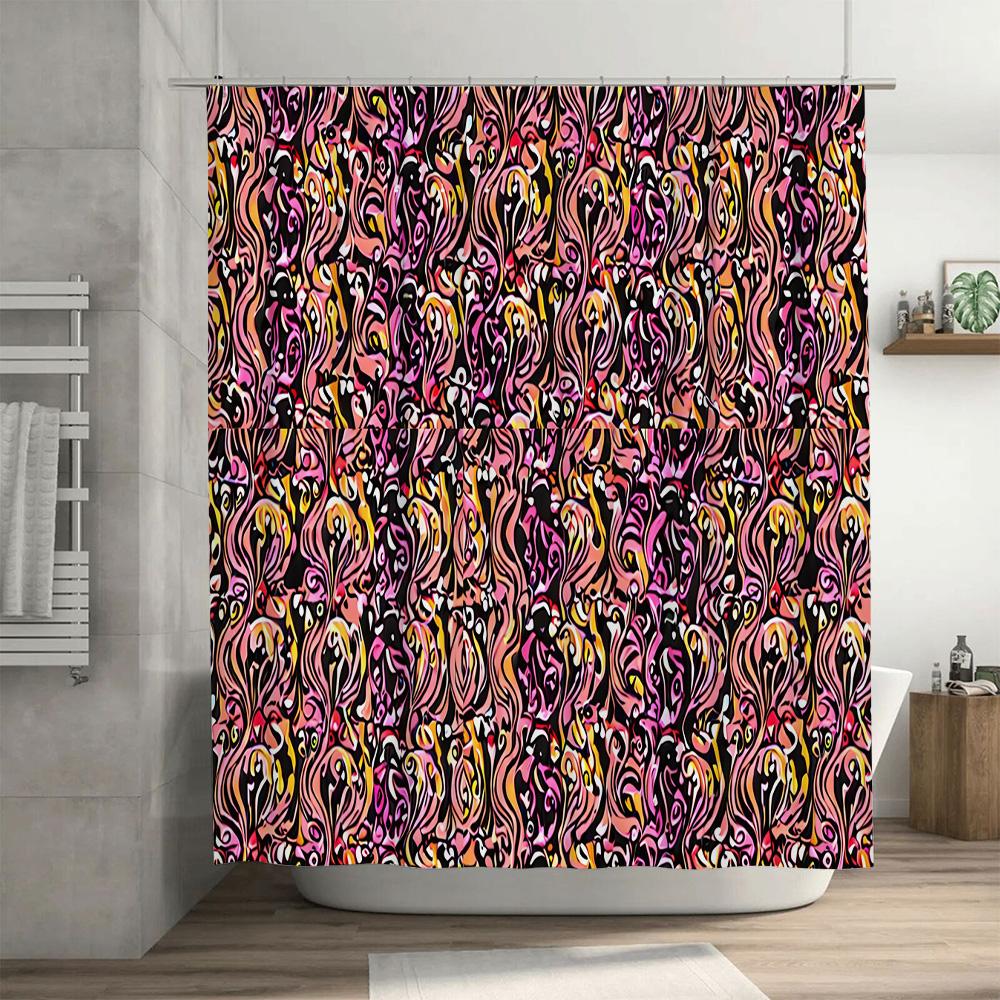 Black Pink Bath Mat Decorative Shower Curtain Set Waterproof for Bathroom Liner 3D Printed Design Home Decoration Accessories