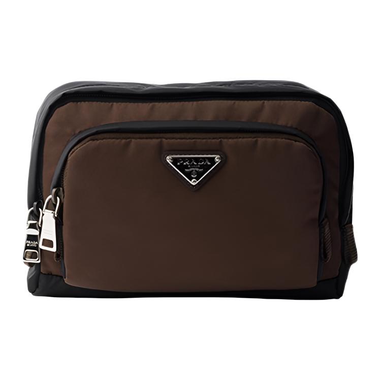 

Prada Enamel Triangle Metal Logo Fabric Clutch Men Clutch Black Caramel 2NA068_2DEY_F03MQ Basic Set (Bag)