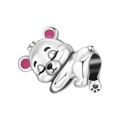 Copper Sleeping Teddy Bear Animal Beads Original Pendants Bracelet Charm Jewelry Party Diy Trendy Gifts