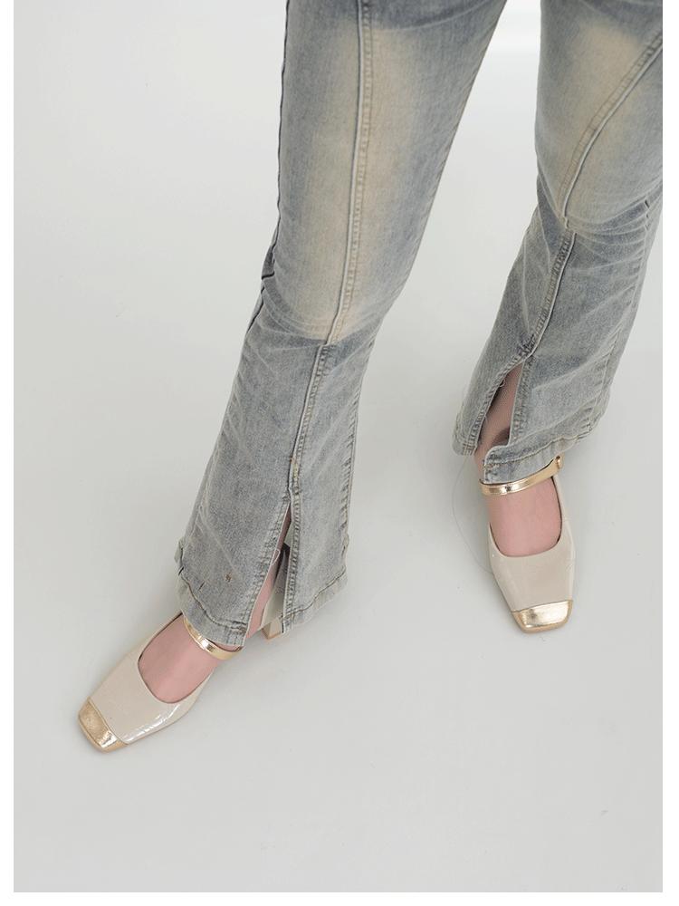 Romantic Single Shoes Women Square Head Chunky Heeled High Heels Pink Mary Jane Shoes Middle Heeled Shoes