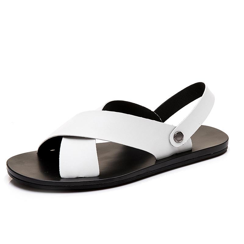 Plus Big Size Leather Flip-flops Summer Men Slippers Beach Sandals Man Bathroom Slippers Fashion Hot Sell Footwear Men Slides