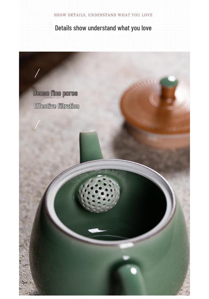 Handmade Longquan Celadon Knife-Cut Teapot with Ceramic Filter - Chinese Gongfu Tea Set