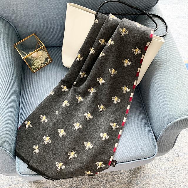 Luxury Brand Double-sided Scarf Women Mrs Winter Warm Cashmere Shawl Scarf Animal Bee Printing Soft Thin Blanket Holiday Gifts