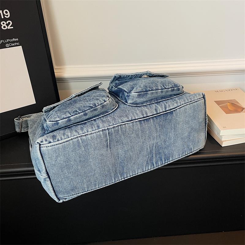 Vintage Large Capacity Denim Messenger Bag Women's Shoulder Crossbody Bag