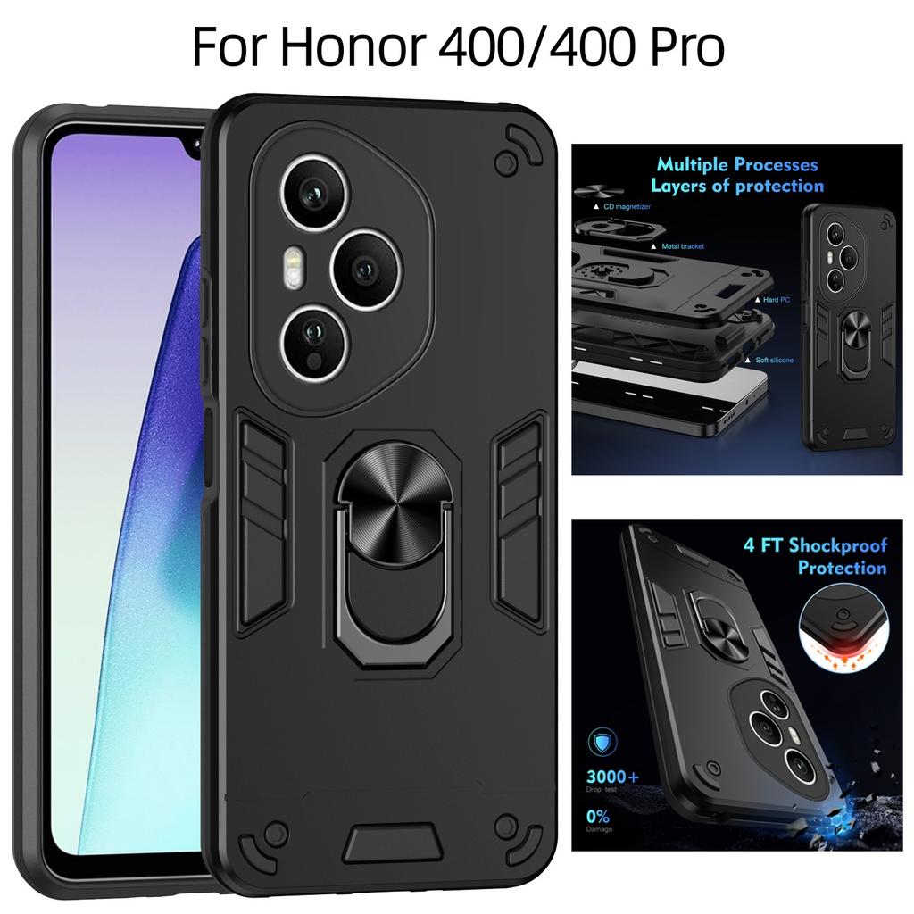 Military Armor Shockproof Case For Honor 400 Pro 400 Lite 400Pro 400Lite Protective Cover Ring Stand Holder Fundas Coque