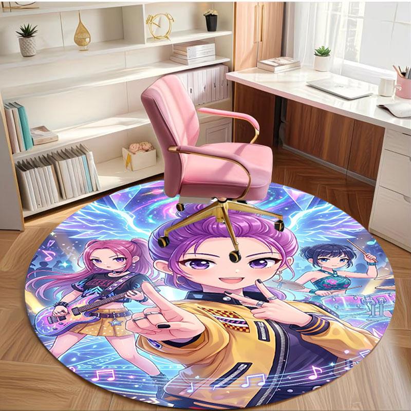 KPop Demonų Medžiotojų Spausdinimo Apvalus Kilimas, Plaunamas Grindų Kilimas, Įėjimui, Bendrabučiui, Skalbimo Patalpai, Biurui, Darbo Kambariui, Namų Dekoras, Gimtadienio, Kalėdų Dovana