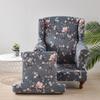 Coperture per Poltrona Alare con Stampa Floreale Copertura per Poltrona Estensibile con Copertura per Cuscino Seduta Copridivani Elastici Copertura per Divano Kingback Casa