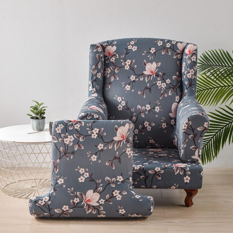 Coperture per Poltrona Alare con Stampa Floreale Copertura per Poltrona Estensibile con Copertura per Cuscino Seduta Copridivani Elastici Copertura per Divano Kingback Casa