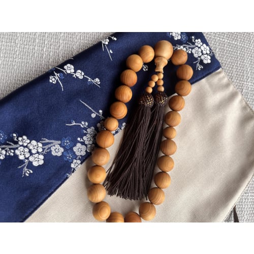 Handmade Men's Prayer Beads by Gaihaku, 15mm Main Beads, Made of Natural Wood, Luster and Fragrance Enhance with Age, Includes Prayer Bead Bag, Perfec
