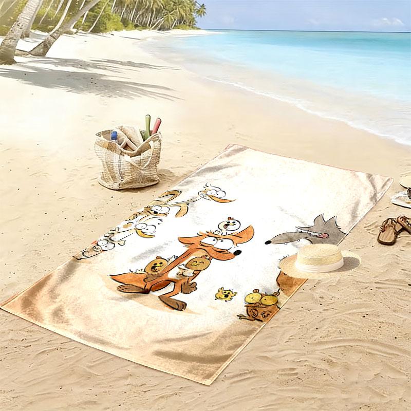 Big Bad Fox Print Beach Towel, Large Soft Quick Dry Towel for Beach Camping Swimming