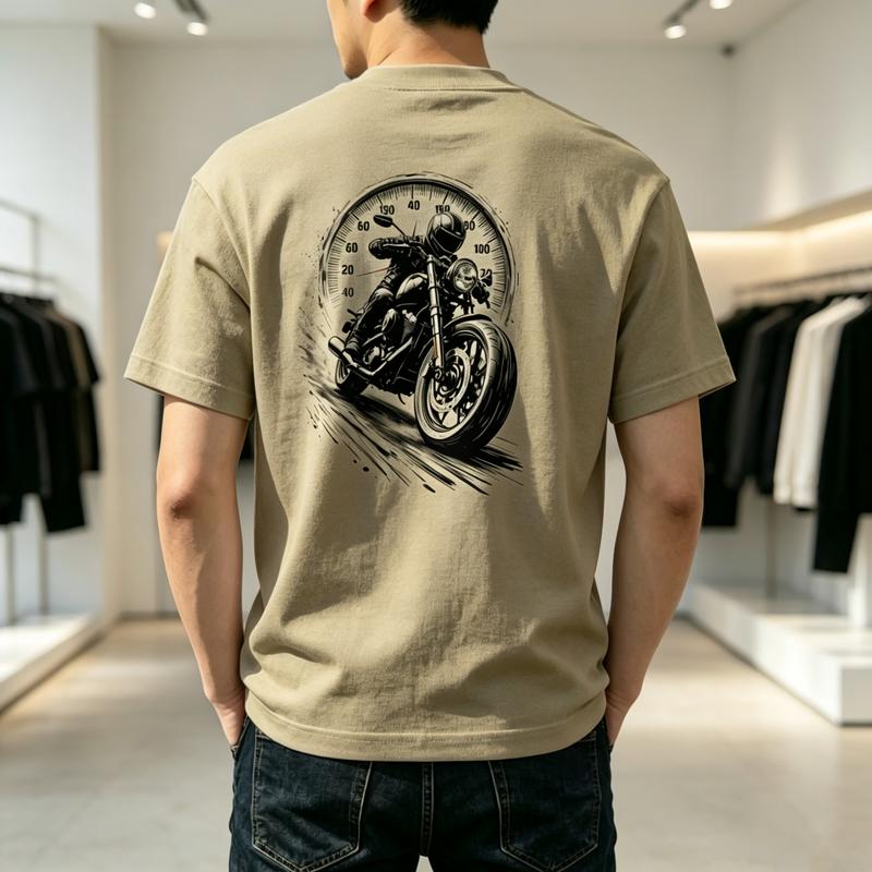 Vintage Motorcycle Speedometer Rider Back Graphic T Shirt Unisex Unisex Cotton Short Sleeve Tee Biker Streetwear Casual Y2k Top