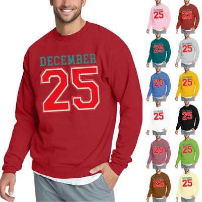 Christmas Print Loose Fit Round Neck Sweatshirt For Men