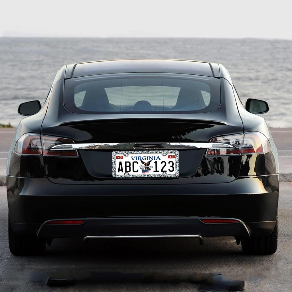 Blue Butterflies Leopard Print Cute License Plate Frames 4 Holes, Stainless Steel Personalized License Plate Cover Holder Car Accessories Decor With