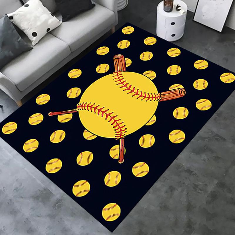 Office Carpet: Softball Theme Decorative Rug for Sofa Protection Under Chairs Sports Fanatic