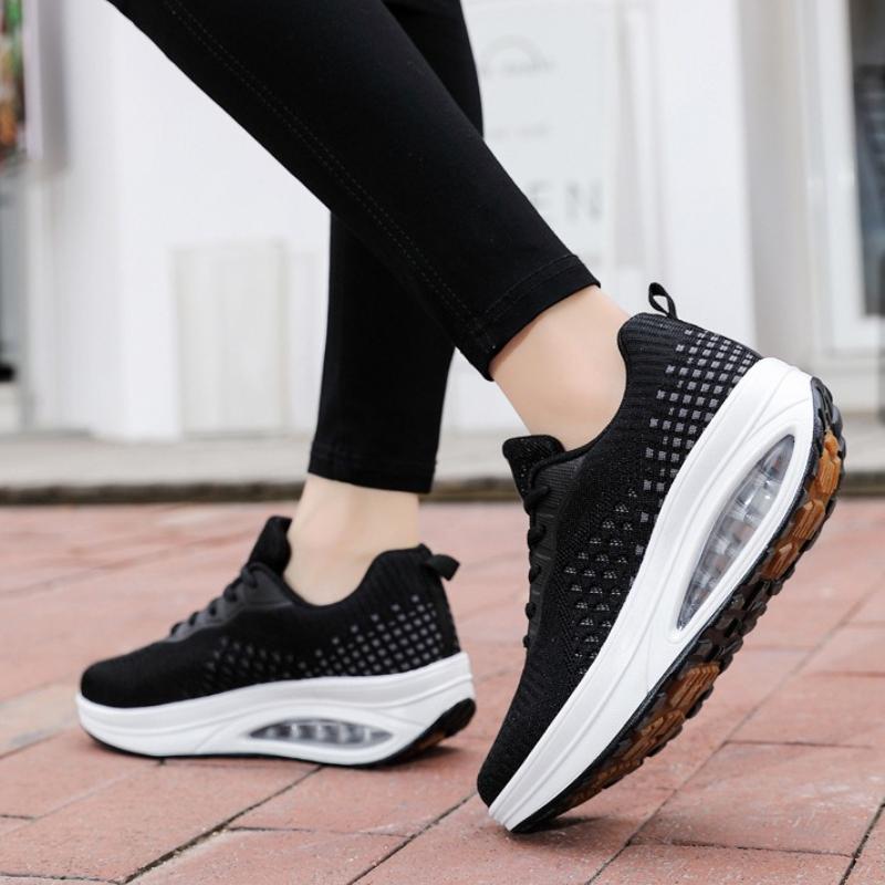 Air-cushion Women's Modern Dancing Shoes Breathable Knitted Casual Platform Shoes Jazz Rocker Shoes