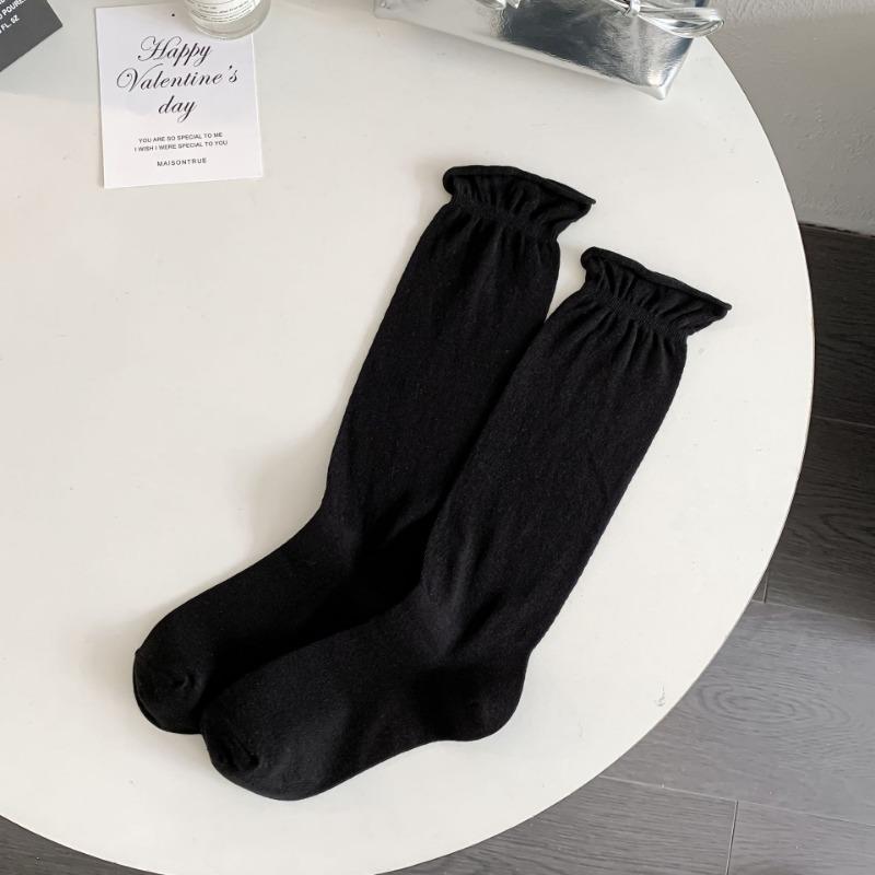 

Летние тонкие, с бантом, сетчатые, однотонные, универсальные, длинные носки для девочки, милые 1 pair чёрный