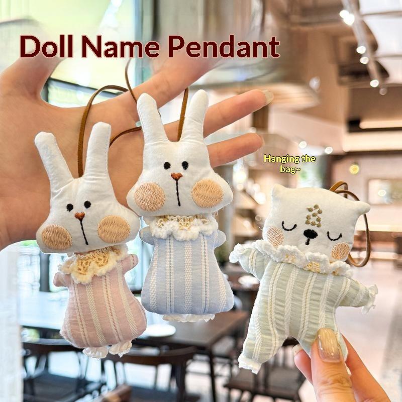 Cute Fabric Bunny Cartoon Pendant Cute Bag Charm Practical Handmade Fabric Key Chain For Car Rearview Mirror Backpack