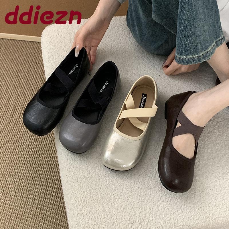 Fashion Soft Fashion Elastic Band Women Flats Slip On Shoes Female Shallow Footwear Round Toe Ladies Mary Janes Flats Shoes