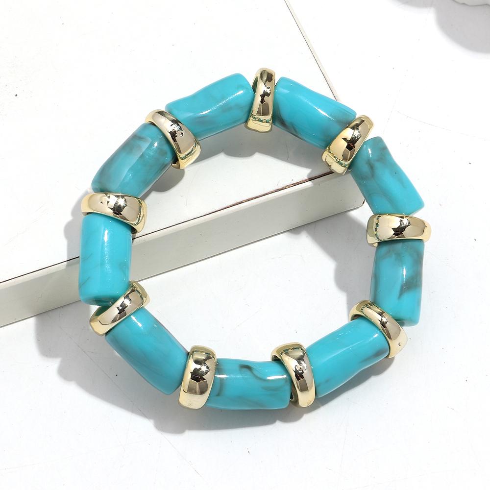 Vintage Acrylic Bamboo Beads Bracelets for Women Fashion Resin Chunky Tube Beaded Stretchy Stackable Bracelet New Jewelry Gift
