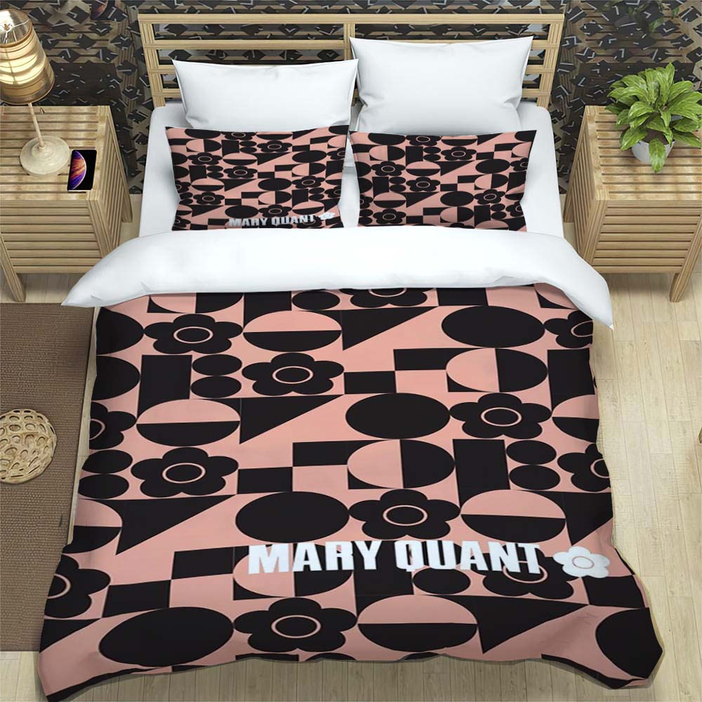 3-Piece M-Mary -Q-Quant- t PrintedDuvet Cover Set – Includes 1 Duvet Cover and 2 Pillowcases; Suitable for Home and Dorm Use