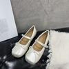 French Flat-bottomed Silver Bow Versatile Mary Jane Shoes 2025 New Summer Light Mouth with Skirt Ballet Shoes