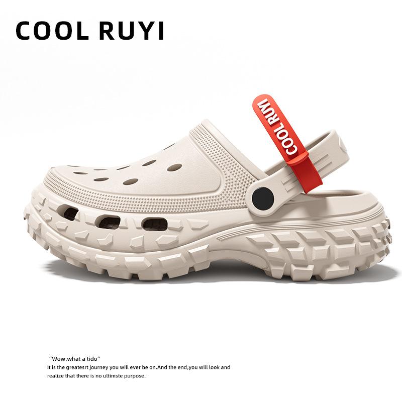 Super Soft EVA Thick Soled Perforated Shoes for Men To Wear In Summer, Anti Slip and Odor Proof, Couple Height Increasing Sandals