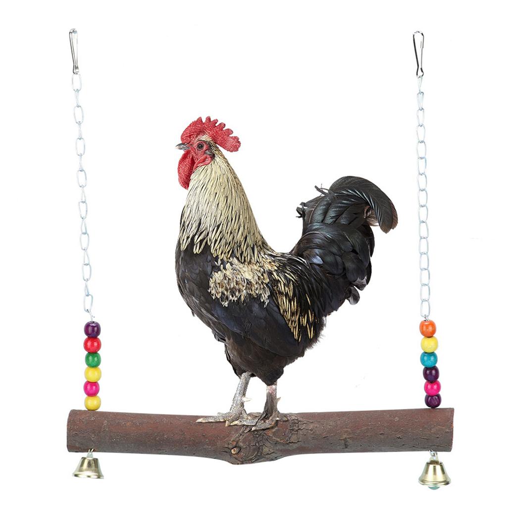 Natural Wood Handmade Pet Chicken Cage Hanging Swing Toy For Hens Cock Macaw Chew Training Toys SuppliesChicken Swing