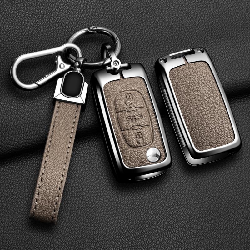 Zinc Alloy Leather Car Flip Key Case Cover Protector Shell Fob Key For Citroen C1 C2 C3 C4 C5 Xsara Pica Auto Accessories