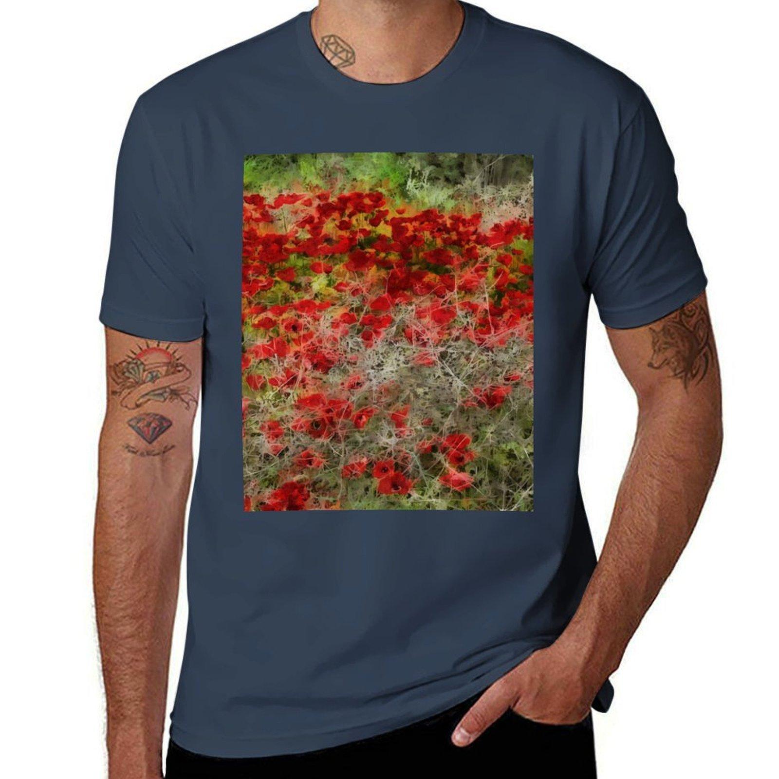 

Beautiful Red Wildflower Anemones Abstract Art TShirt Lightweight Casual Summer TShirt S