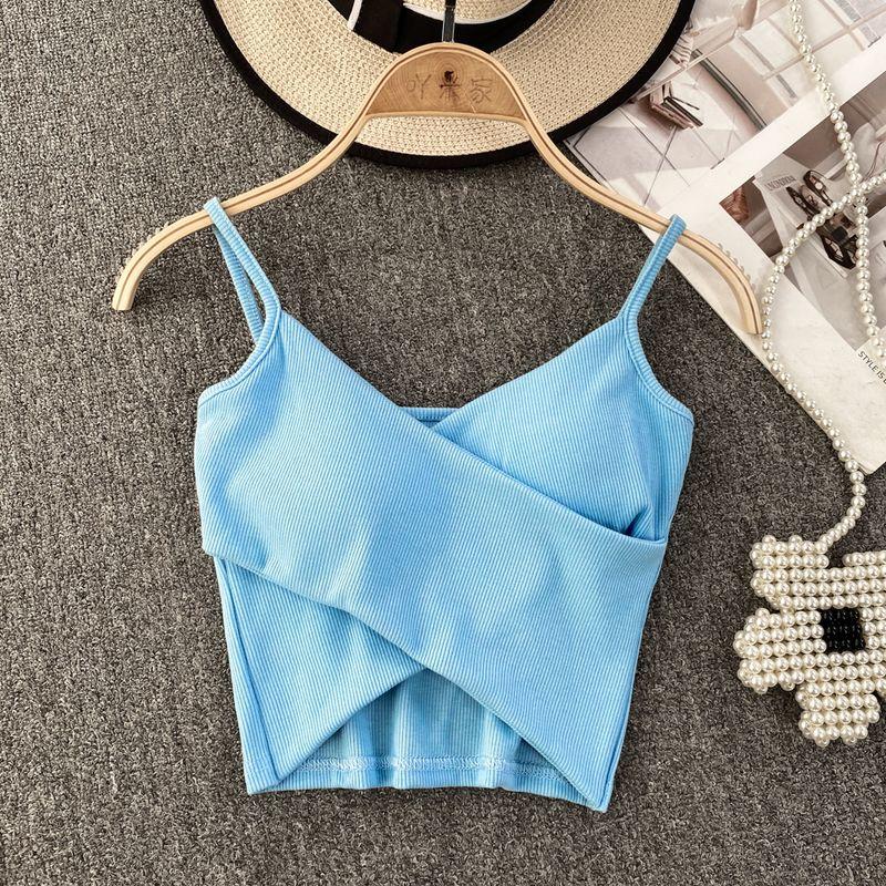 European and American Women's Clothing Silm Slimming and Short Cross Strap