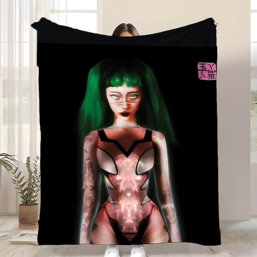 Y-Yeule Album Evangelic Girl Is a Gun Wurf Kinderfreundliche Flanell-Kuscheldecke Weich Warm Antistatisch Waschbar Ganzjahres