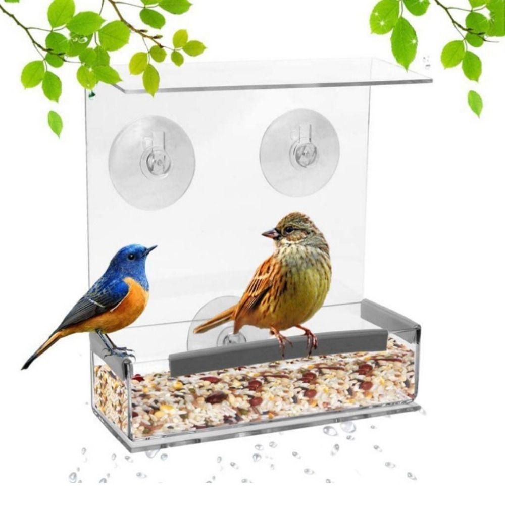 

Clear Bird Feeder Tray Acrylic Window Bird Feeders Practical Outside Wild Birds