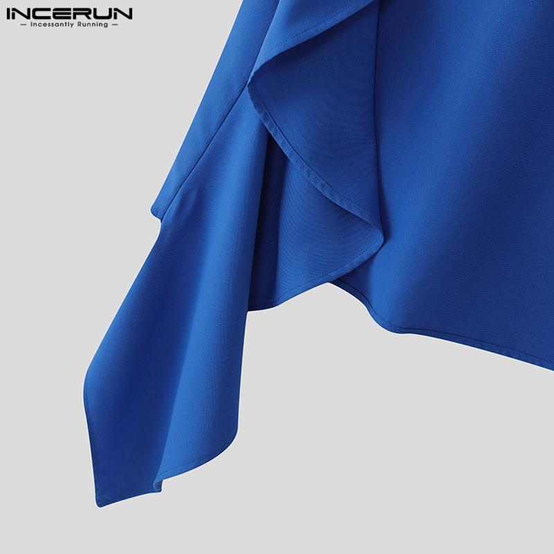 INCERUN Pánské kalhoty s vysokým pasem na zip, s nepravidelnými vrstvami, patchworkové, párty kalhoty, šortky, culottes