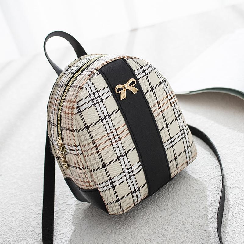 Personalized contrasting colors, fashionable plaid backpack, women's trendy single shoulder portable large-capacity cosmetic bag