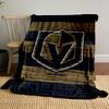 "Golden Knight Logo on Wooden Background" Patterned blanket, flannel, suitable for all seasons, home decor, warm and cozy