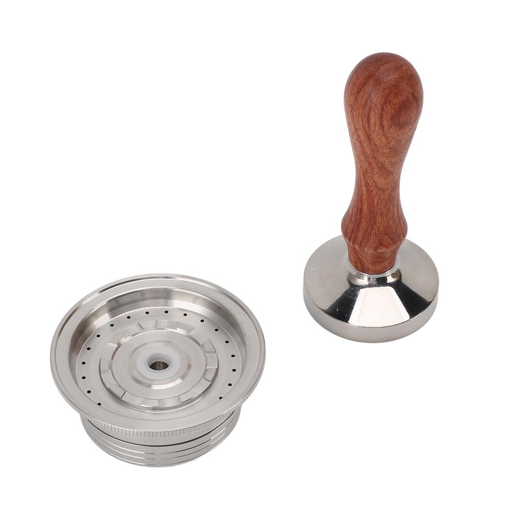 Reusable Coffee Capsule 304 Stainless Steel Refillable Coffee Filter Pod with Tamper Brush and Spoon for Coffee Makers