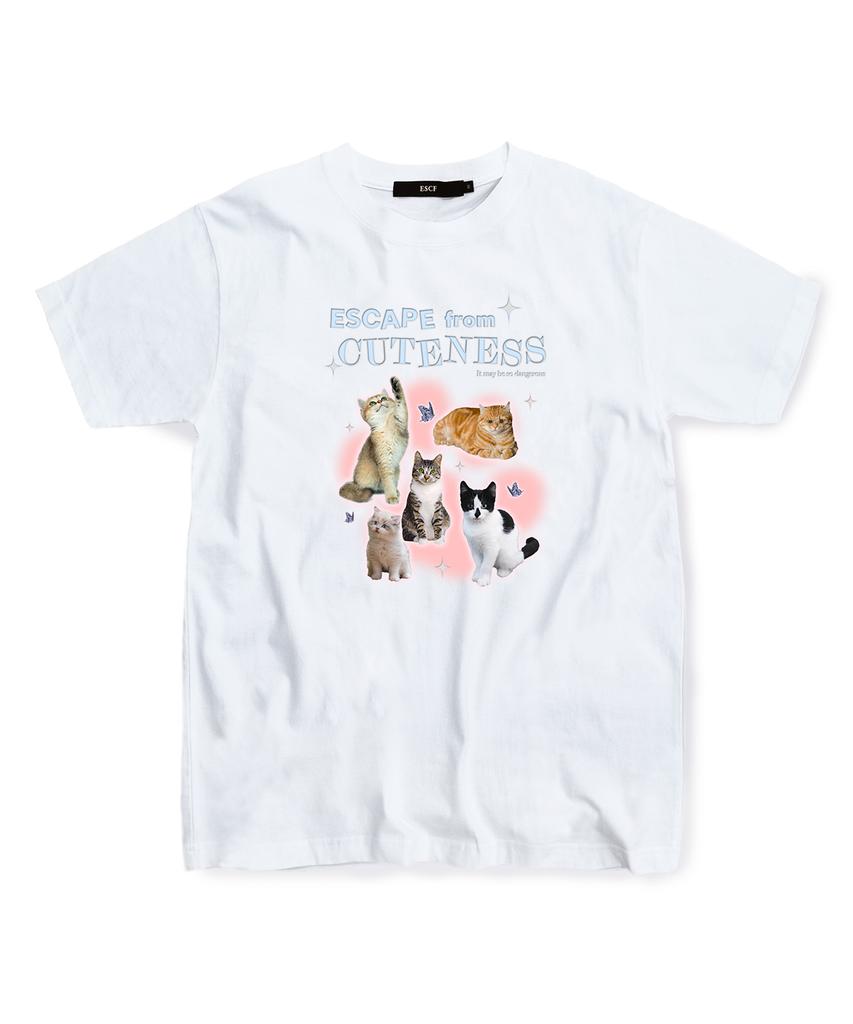 ESCAPEFROM Cute Cat T-Shirt White