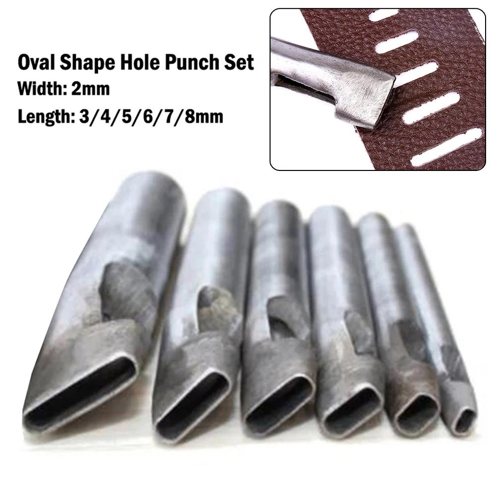 Oval Hole Punch Set 2mm for Leather Belt Watch Band DIY Tool with Hollow Punch Design for Precise Leather Cutting