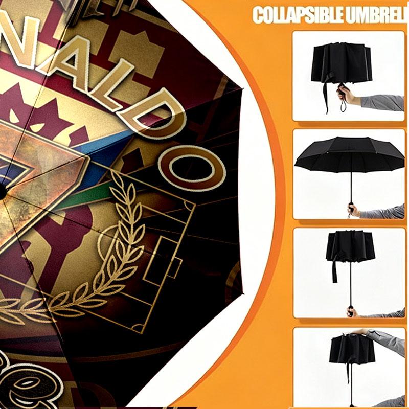 Parapluie Personnalisé Nom Cristiano Ronaldo Imprimé, Ouverture/Fermeture Automatique, Structure Robuste à 8 Baleines, Utilisation Quotidienne Camping Randonnée, Cadeau d'Anniversaire