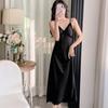 Summer New Halter Pajamas Women's Ice Silk Nightgown Long Suspender Nightdress with Chest Pad Lace Loungewear