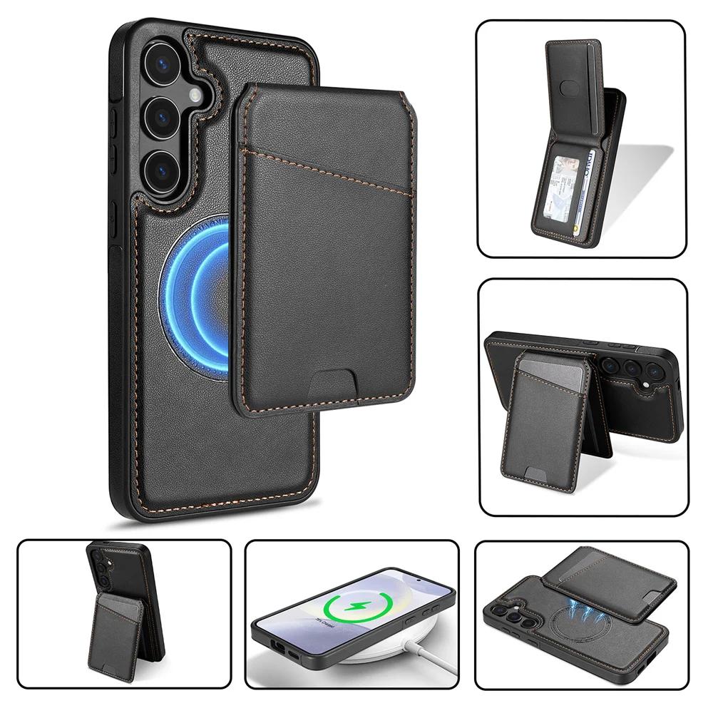 2 In 1 Detachable Magnetic Wallet with Card Holder Phone Case for Samsung S25 S24 Ultra S22 Plus S23 FE A16 A55 A15 A54 Cover